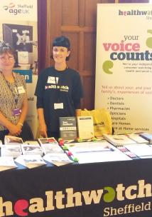 Staff and volunteers at a volunteer fair, Sheffield Town Hall
